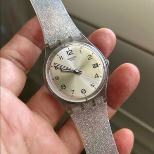 🖤RARE🔺Swatch SILVERBLUSH Glittering Watch